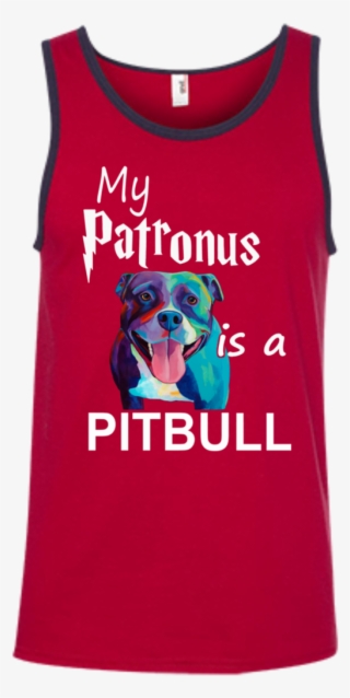 My Patronus Is A Pitbull Ringspun Cotton Tank Top - Pit Bull Dog Lover Long Sleeve Tees