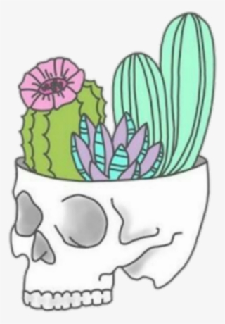 Skull Cactus Tumblr Skull With Cactus - Cactus Tumblr Png