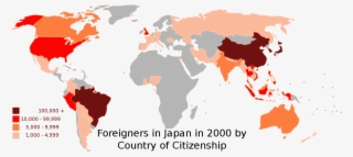 Foreigners In Japan In 2000 By Citizenship - Unlabeled World Map