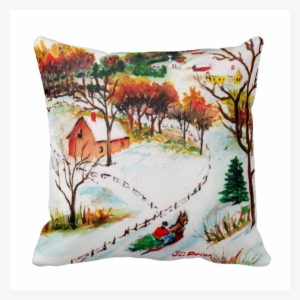 Winter Sleigh Ride Mountain Christmas Watercolor Throw - Watercolor Painting