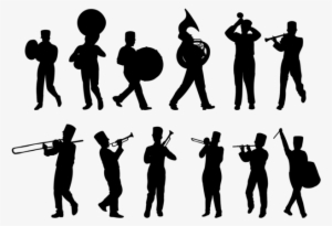 Marching Band Silhouettes Vector - Silhouette Clipart High School Band