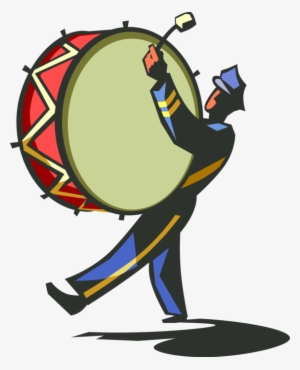 Vector Illustration Of Marching Band Drummer With Bass - Marching Band Drum Clipart
