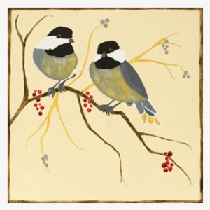Chickadees And Berries/1 Spo - Painting