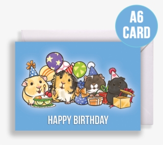 Guinea Pig Party Birthday Card Blue Background - Greeting Card