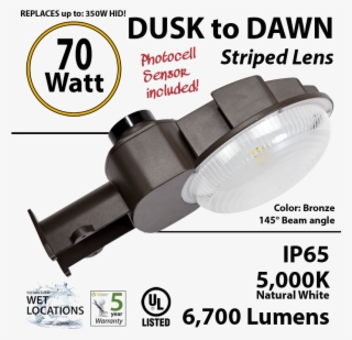 70w Led Dusk To Dawn Light 6700 Lumens 5000k Natural - Ul Listed