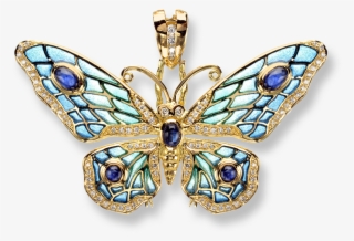 Nicole Barr Designs 18 Karat Gold Butterfly Necklace-blue - Diamonds & Blue Sapphires Butterfly Necklace -