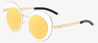Fashion Round Panel Oval Lens Mirrored Metallic Sunglasses - Circle