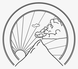 Mountain Black And White Mountain Seal Clip Art At - Sun With Mountain Drawing