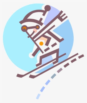 Vector Illustration Of Downhill Alpine Skier Skiing - Graphic Design