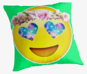 Flower Crown Galaxy Eyes Emoji Throw Pillows By Lucie - Emoji With Flower Crown