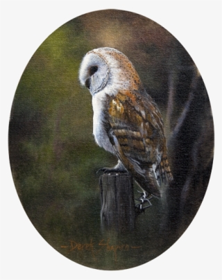 Oil Painting Of A Barn Owl Perched On A Post - Barn Owl