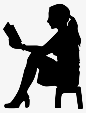 Human Silhouette Sitting Png - Girl Reading Silhouette Png