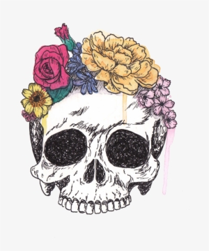 Skull With Flowers Transparent