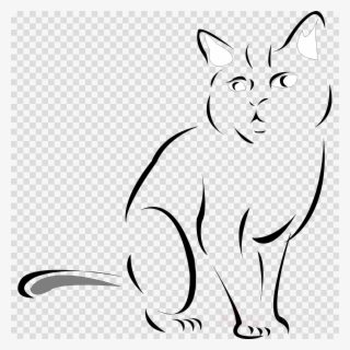 Cat Sketch Black And White Clipart Kitten Siamese Cat - Clip Art