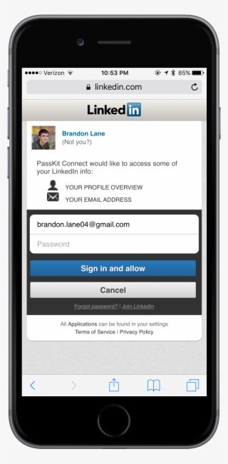 Linkedin Transparent Business Card - Mobile Phone