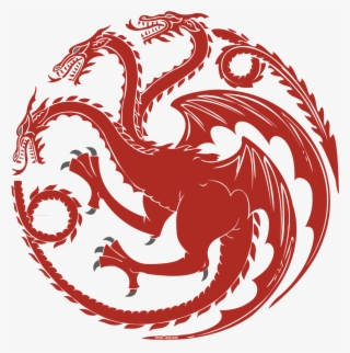 A Red Three-headed Dragon, On A Black Field - Game Of Thrones Dragons Logo