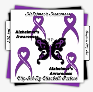 Alzheimer's Awareness Clip Art Contains To Ribbons - Color Is The Dementia Ribbon