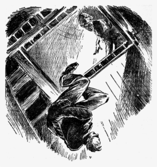 Black And White Illustration Of A Man Falling - Monster God Of Mamurth