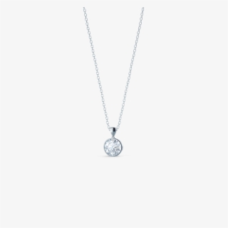 White Gold Lab Diamond Bezel Set Necklace - Necklace