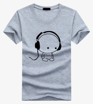 3d Anime Funny T-shirts White - Headphones Music Shirts
