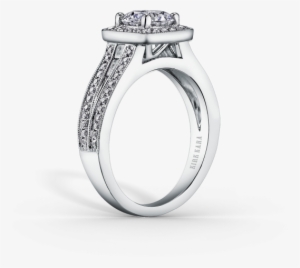 Carmella 18k White Gold Engagement Ring - Kirk Kara Carmella Cushion Halo Diamond Engagement
