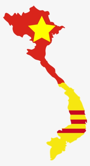 Flag Map Of North & South Vietnam - Vietnam Map