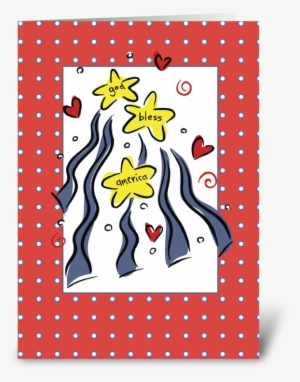 3307 July 4, God Bless America Greeting Card - Celebrate Veterans Day, With Stars And Stripes Card