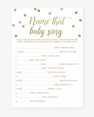 Name That Song Baby Shower Game Gold Confetti By Littlesizzle - Song
