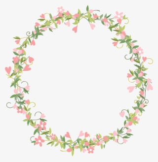 Fresh Girl Heart Pink Flowers Hand Drawn Wreath Decorative - Flower Vector Circle Png