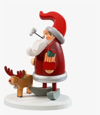 Red Elf Smoker With Reindeer - Räuchermann