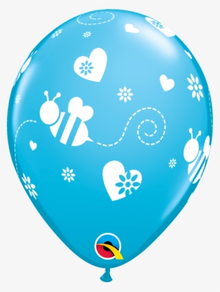 11" Round Latex Tropical Assortment Flying Bees & Hearts - 16 Sparkle Blue - 11 Inch Balloons 25pcs
