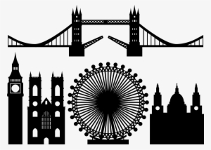 London Skyline Silhouette Clip Art - London Sights Clipart