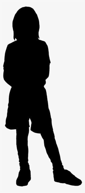 Silhouette Of Girl Standing Shorts - Kid Silhouette Png