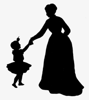 Silhouette Of Mother And Child - Victorian People Silhouette
