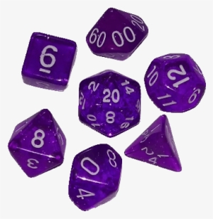 Transparent Purple Speckled Polyhedral Dice - Purple Transparent Dice Set