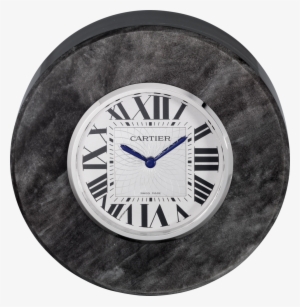 Exceptional Clock In Silver Obsidian - Cartier Santos Travel Clock Silver