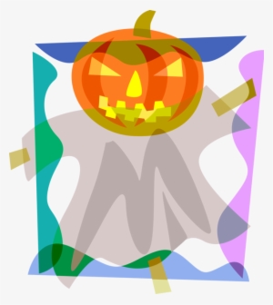 Vector Illustration Of Halloween Scary Carved Pumpkin - Jack-o'-lantern
