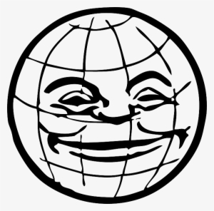 Black, Globe, World, Face, White, Lines, Grinning, - Globe With Human Face
