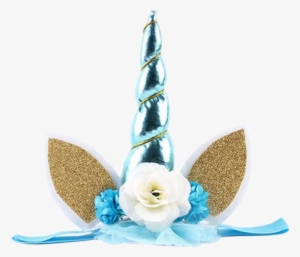 Unicorn Flower Headband - Cuerno De Unicornio Azul