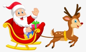 Transparent Santa With Rudolph Png Clipart - Cartoon