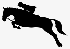 Running Horse Silhouette Clip Art - Horse And Rider Silhouette Jumping