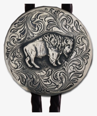 Back In Stock Buffalo Figure Hand Engraved Sterling - Bolo Tie