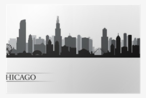 Chicago City Skyline Detailed Silhouette Poster • Pixers® - Chicago Skyline Silhouette Outline