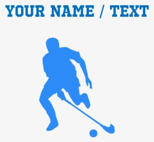 Front Design - Custom Blue Field Hockey Player Silhouette Pillow