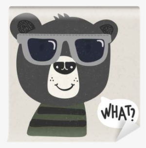 Cool Cartoon Bear With Sunglasses Wall Mural • Pixers® - Sunglasses