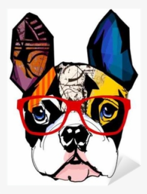 Portrait Of French Bulldog Wearing Sunglasses Sticker - Chinese Dog New Year Boston Terrier