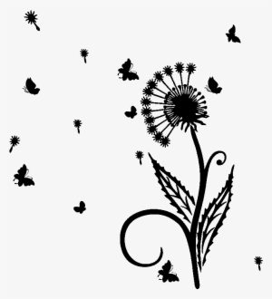 Sticker Fleurspapillons Et Petales Volantes Ambiance - Dente De Leão Desenho