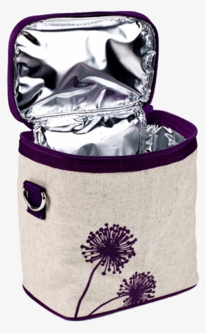 Purple Dandelion Large Cooler Bag - Soyoung Raw Linen Dandelion Small Cooler Bag, Purple