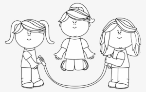 Black And White Black And White Girls Jumping Rope - Clip Art