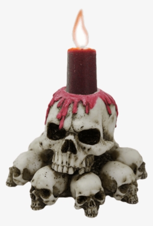Red Wax Skull Candle Holder - Melting Blood Skull On Skull Heaps Candleholder Sculpture